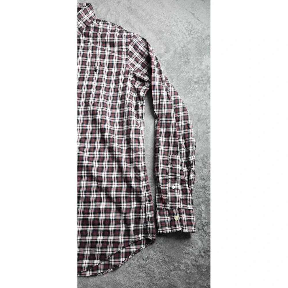 Polo Ralph Lauren Shirt Mens Large Classic Fit Red White Plaid L/S Button Down